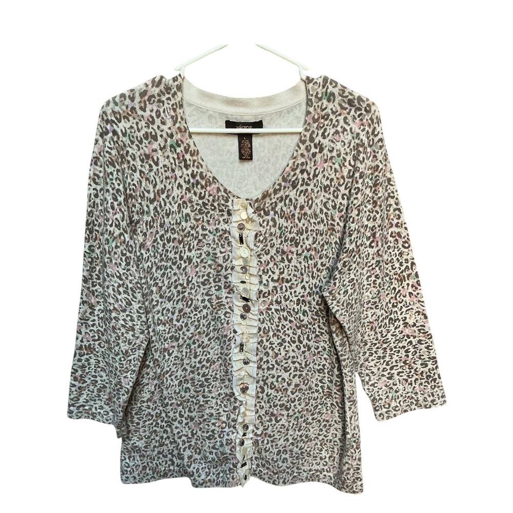 Victor Alfaro Light Leopard-Print Silk-Blend Henley Top